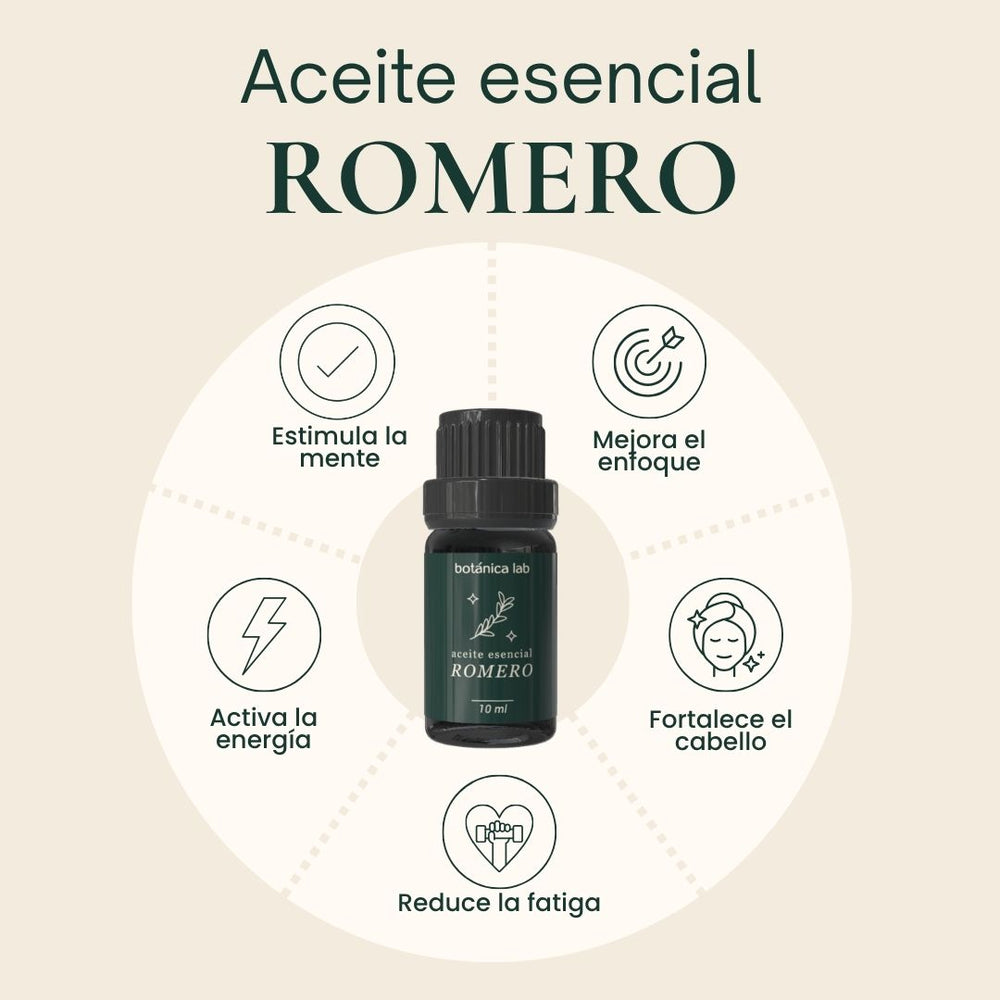 Aceite esencial de romero Botánica Lab 10 ml para aromaterapia, concentración y cuidado capilar