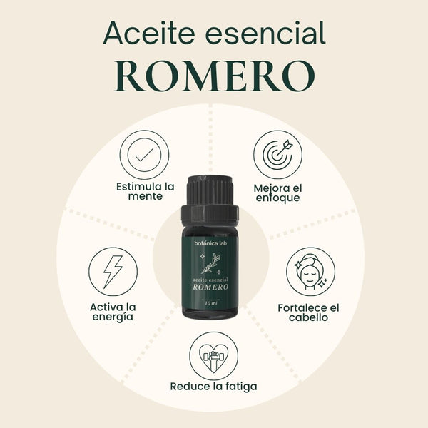 Aceite esencial de romero Botánica Lab 10 ml para aromaterapia, concentración y cuidado capilar