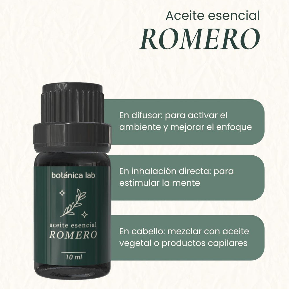Aceite esencial de romero Botánica Lab 10 ml para aromaterapia, concentración y cuidado capilar