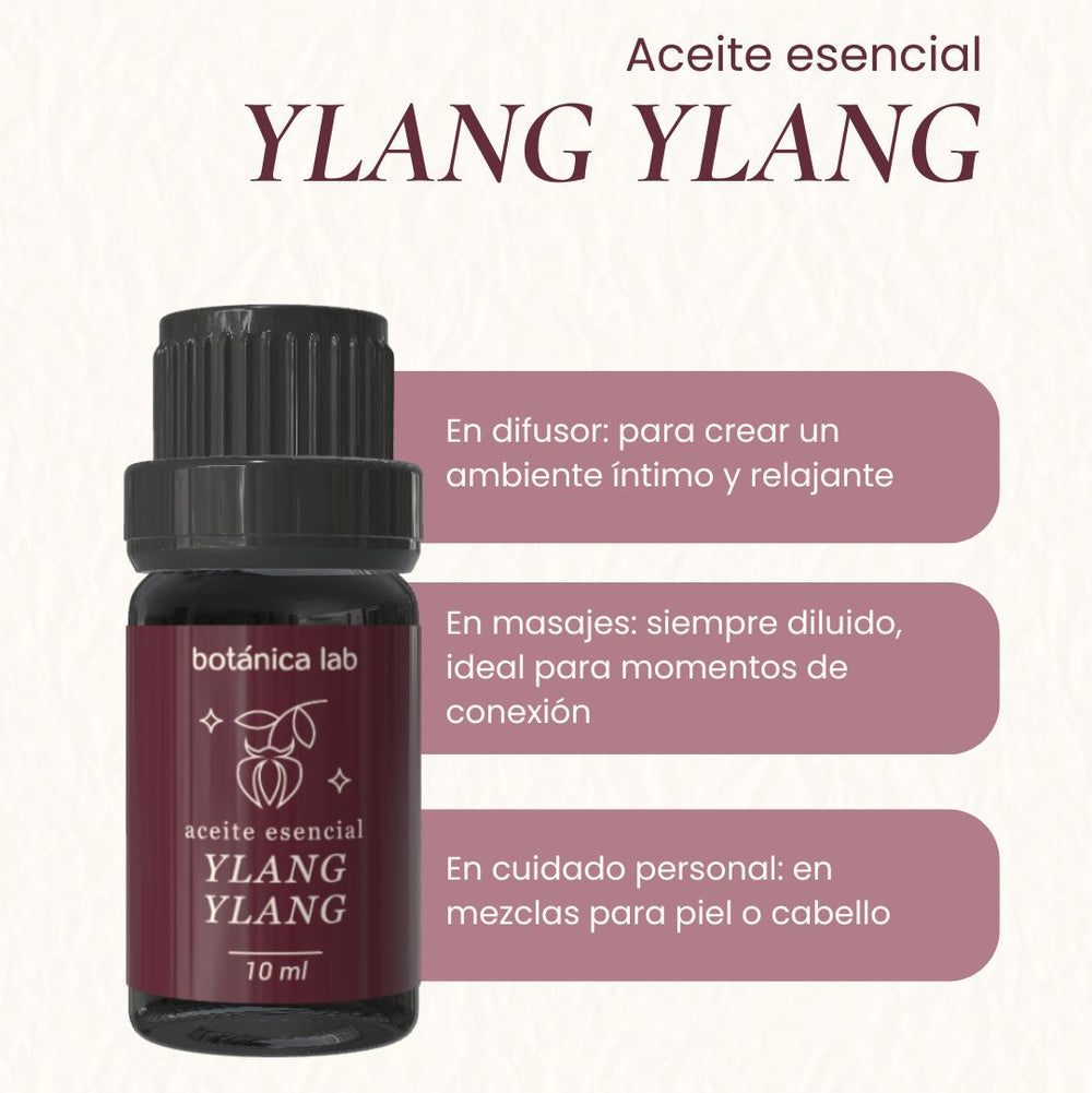 Aceite esencial de ylang ylang Botánica Lab 10 ml para relajación, equilibrio emocional y aromaterapia