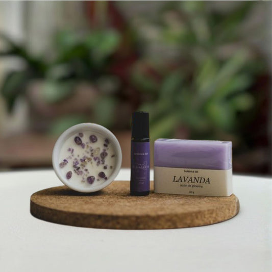 Pack Calma - Vela Amatista + Jabón Lavanda + Roll-on Relajante lavanda
