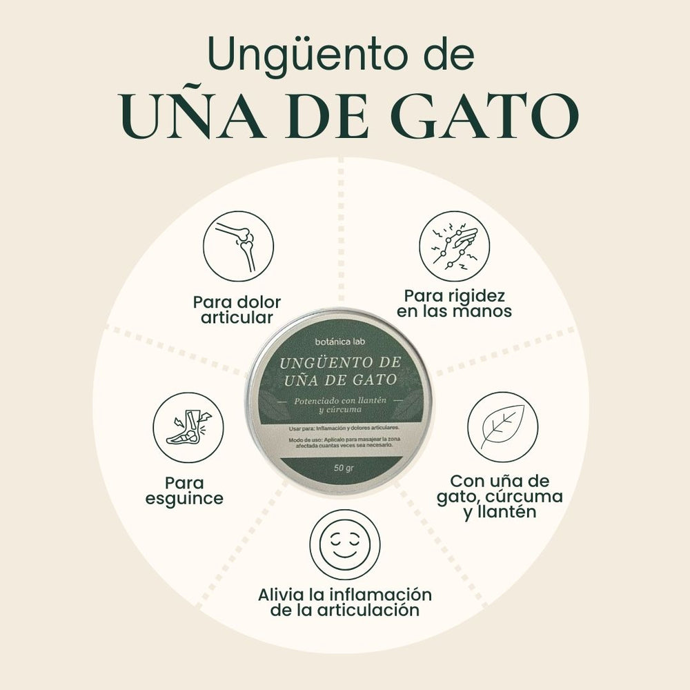 Ungüento de Uña de Gato Botánica Lab para aliviar dolor e inflamación muscular y articular