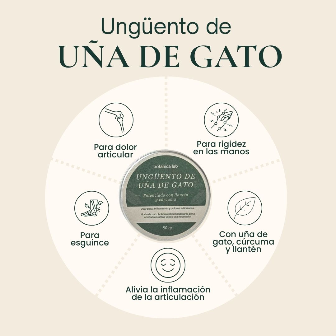 Ungüento de Uña de Gato Botánica Lab para aliviar dolor e inflamación muscular y articular