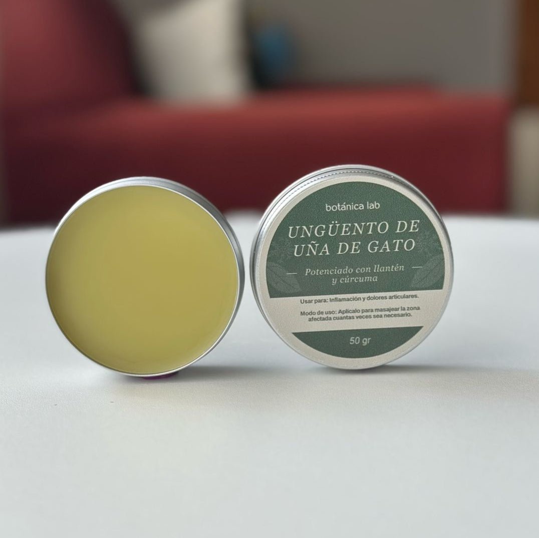 Alivio natural para inflamación y dolor articular. Hecho con uña de gato, llantén y cúrcuma para cuidar tus articulaciones.